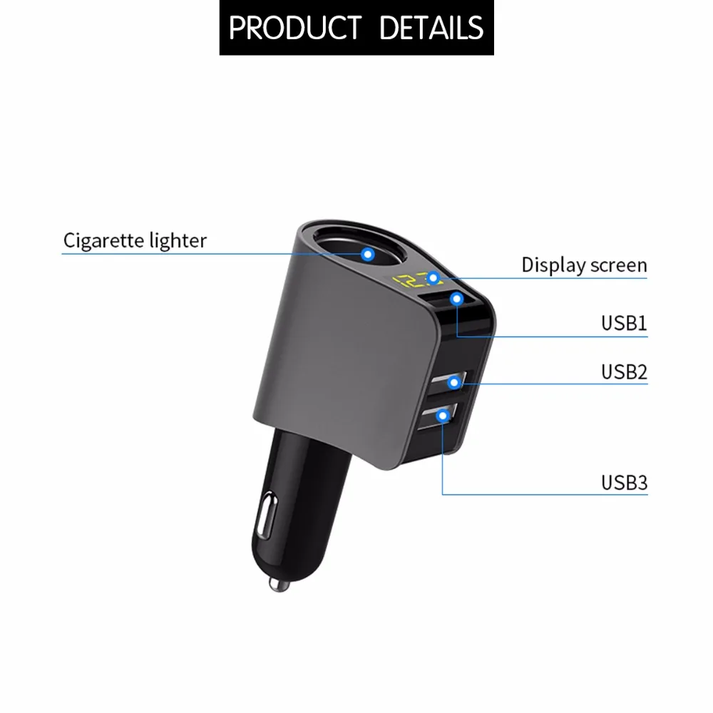 Адаптер питания Onever 3 1 А USB розетка прикуривателя поддержка быстрой смарт