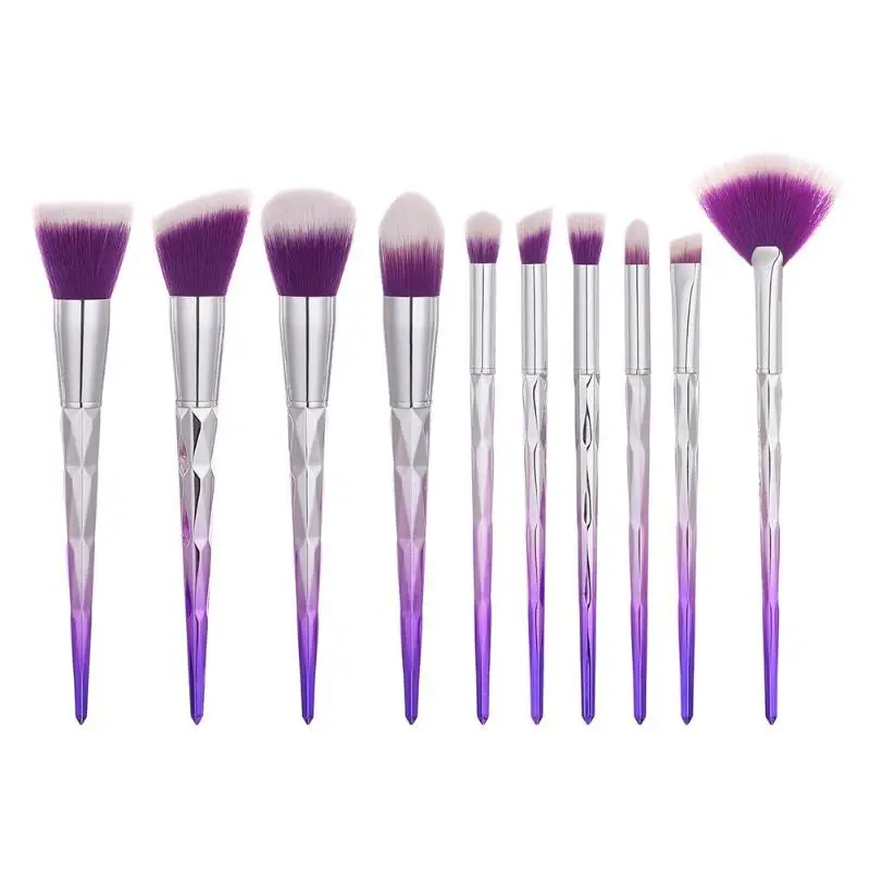 10pcs Professional Gradient Color Makeup Brushes Luxury Diamond Foundation Concealer Blushes Brushes Cosmetic Tool - Handle Color: 04