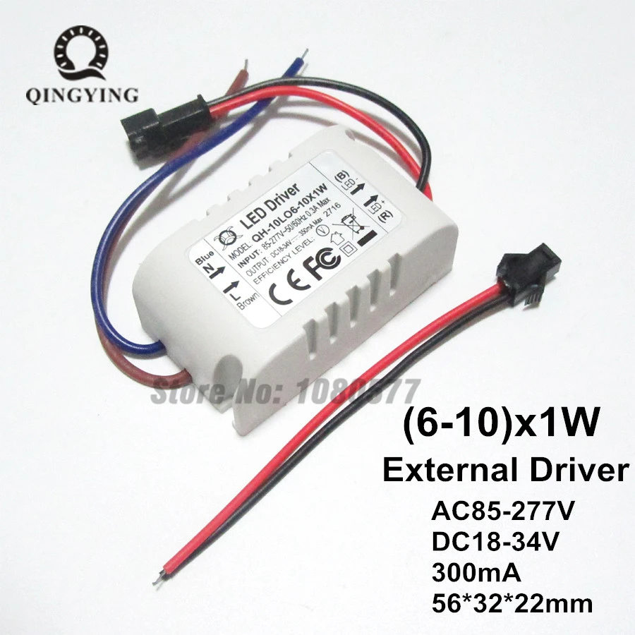 

5pcs 6W 7W 8W 9W 10W LED Driver, 6-10x1w A85-277V DC18-34V 300ma LightingTransformers for ceiling light