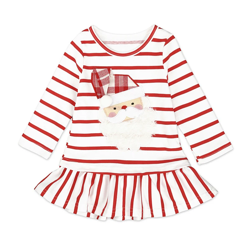 Christmas Dress Santa Claus Baby for Girls Costumes Stripes Long Sleeve Party Dresses | Детская одежда и обувь