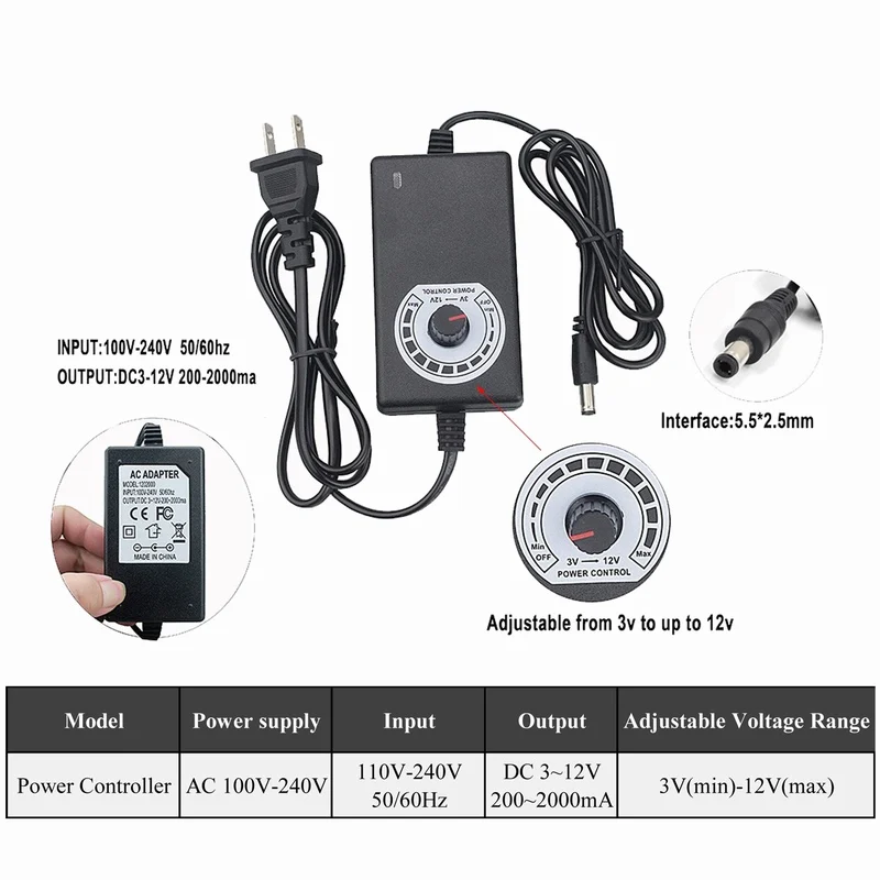 Power Controller Gdstime 120 мм вентилятор 120x120x32 мм 12 см 12 В DC Женский 5,5x2,1 мм вентилятор 110 в 120 в 220 в 240 В регулятор скорости/мощности - Цвет лезвия: Power Controller