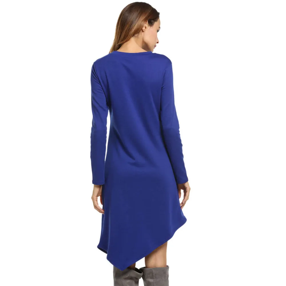 Женское платье с круглым вырезом Meaneor Повседневное трапециевидной формы длинным