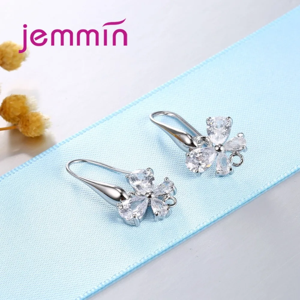 Серьги гвоздики из серебра 925 пробы с кристаллами в форме бабочки|components earrings|component
