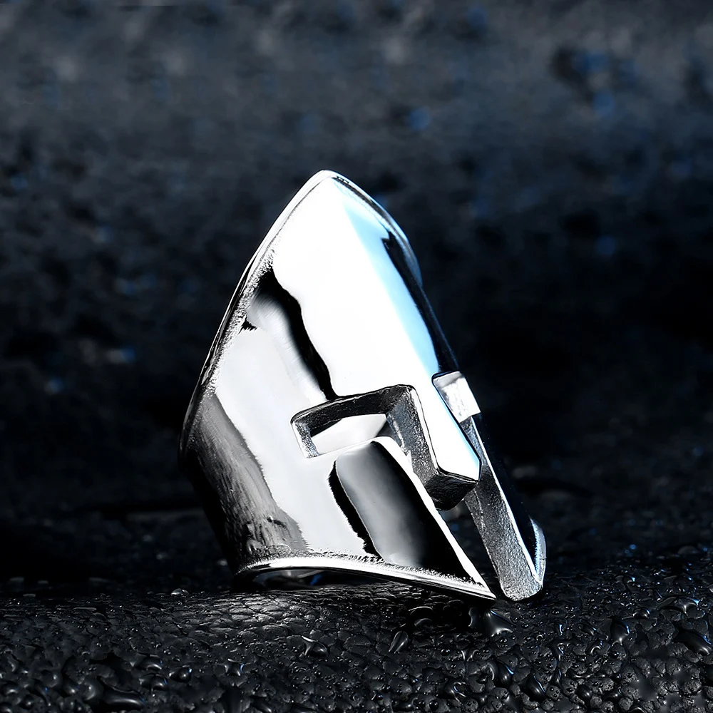 Толстой тяжелой Титан Сталь Спартанские шлемы Для мужчин перстень Мужской Ретро