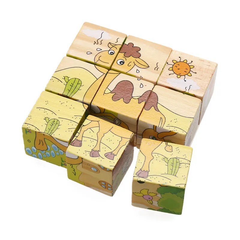 9 шт./лот шестисторонний деревянный пазл куб для малышей Обучающие Развивающие