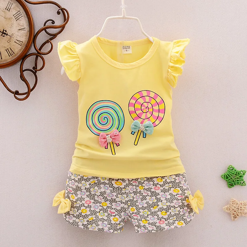 Комплекты летней одежды для новорожденных девочек комплект с рисунком конфет
