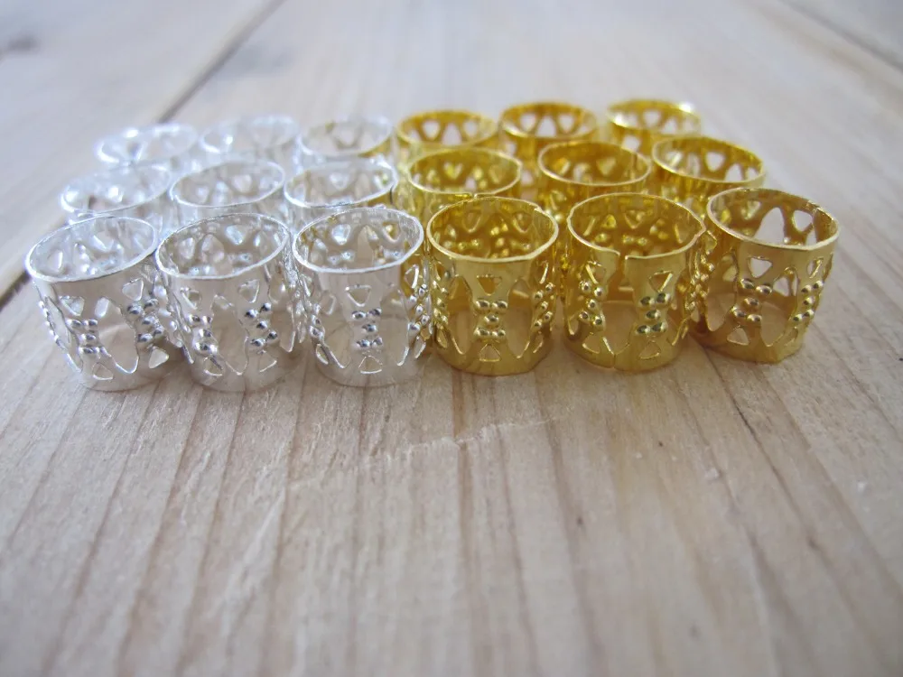 100 золотых и серебряных смешанных дредлоков Регулируемая заколка для волос 8