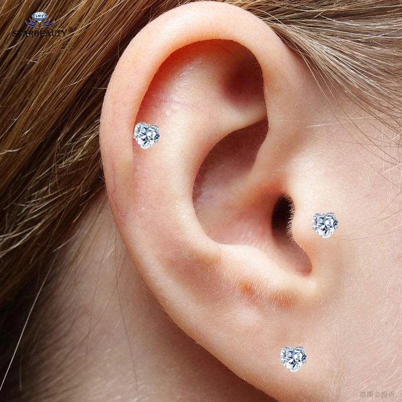 Сверкающее Bijoux 2 шт 16 г 6 мм милое круглое Сердце Звезда Спираль пирсинг Orelha для