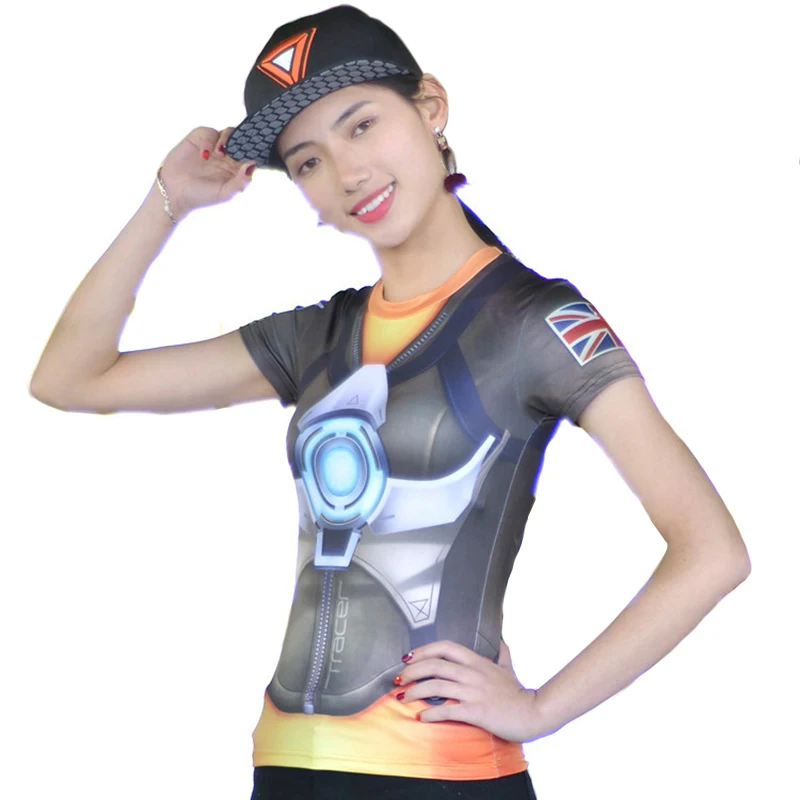 OW Song Hanna DVA костюм футболка женские часы повседневная Tracer Женский Герой Widowmaker Mercy
