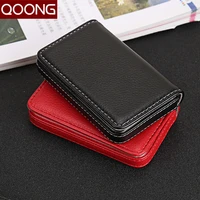 qoong 2018 fashion men women leather hasp business name id credit card holder strong magnetic card case large capacity kh1 024