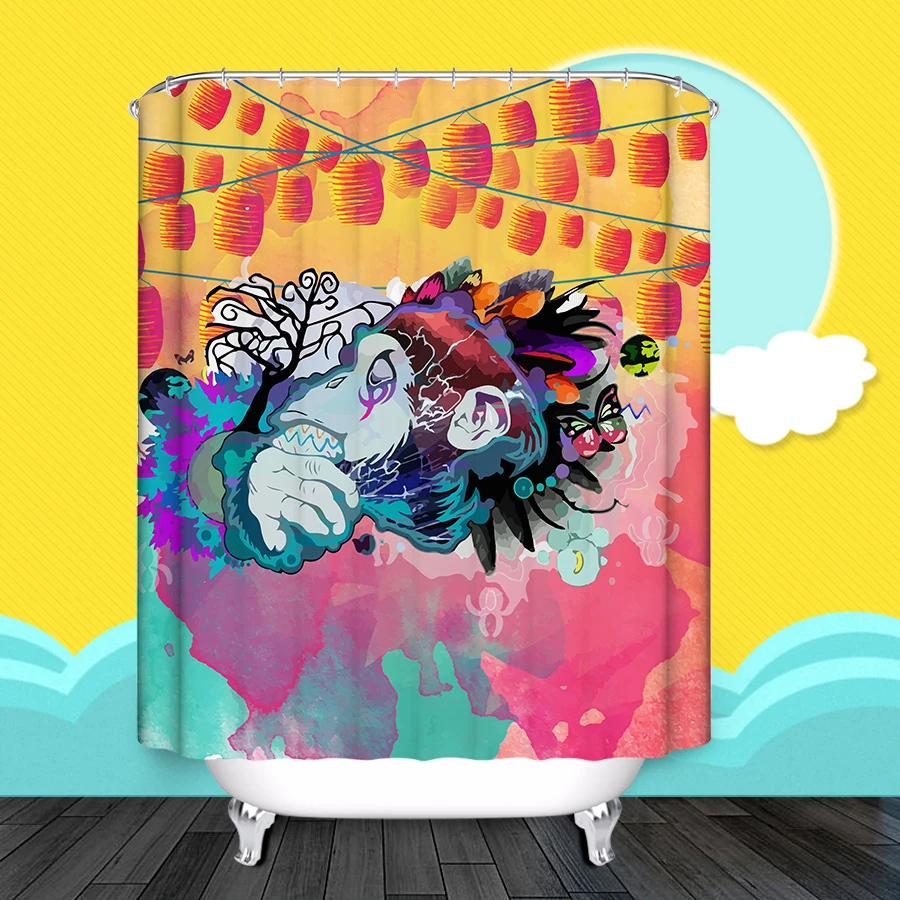 

Cartoon Shower Curtains Pattern Custom Shower Curtain Waterproof Bathroom Fabric 180x180cm Monkey Shower Curtain For Bathroom
