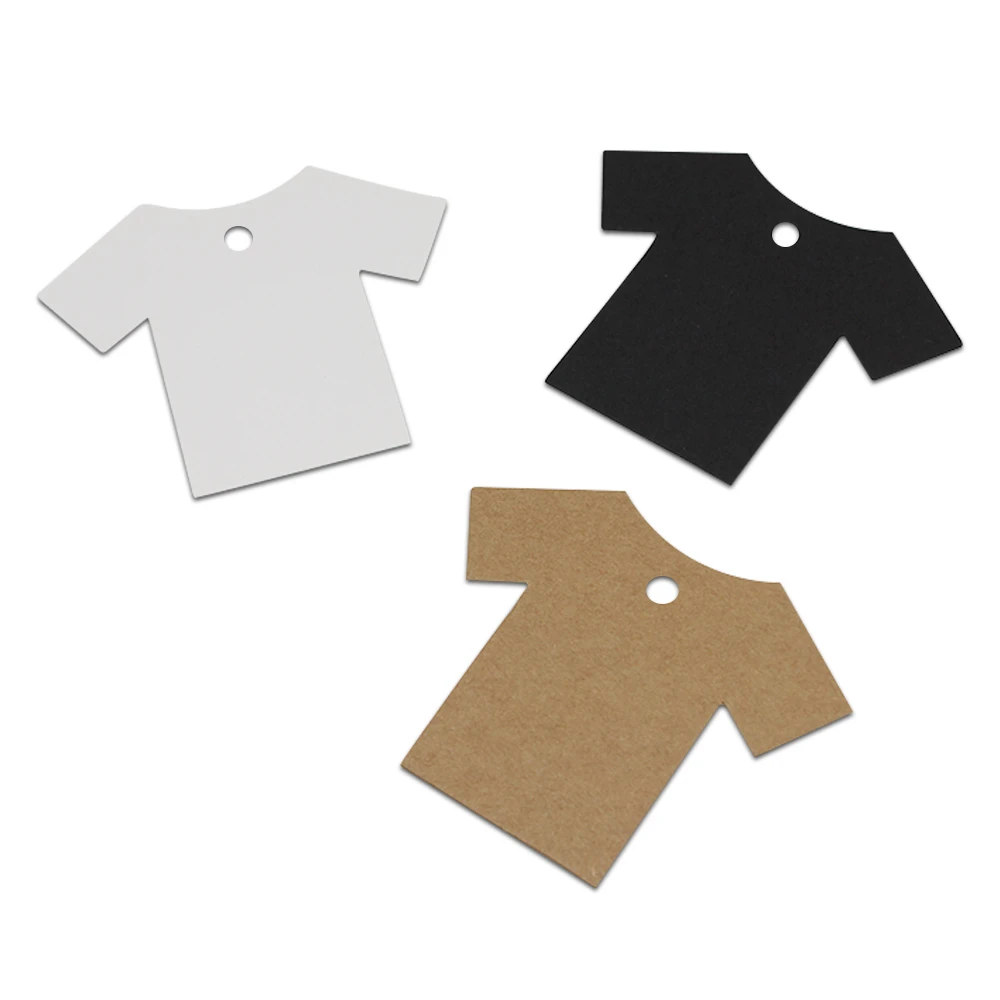 

200Pcs/ Lot 7*5.5cm Event Shaped Blank Kraft Paper T-shirt Price Hang Tag DIY Gift Message Card Bookmarks Paper Hang Hole Label