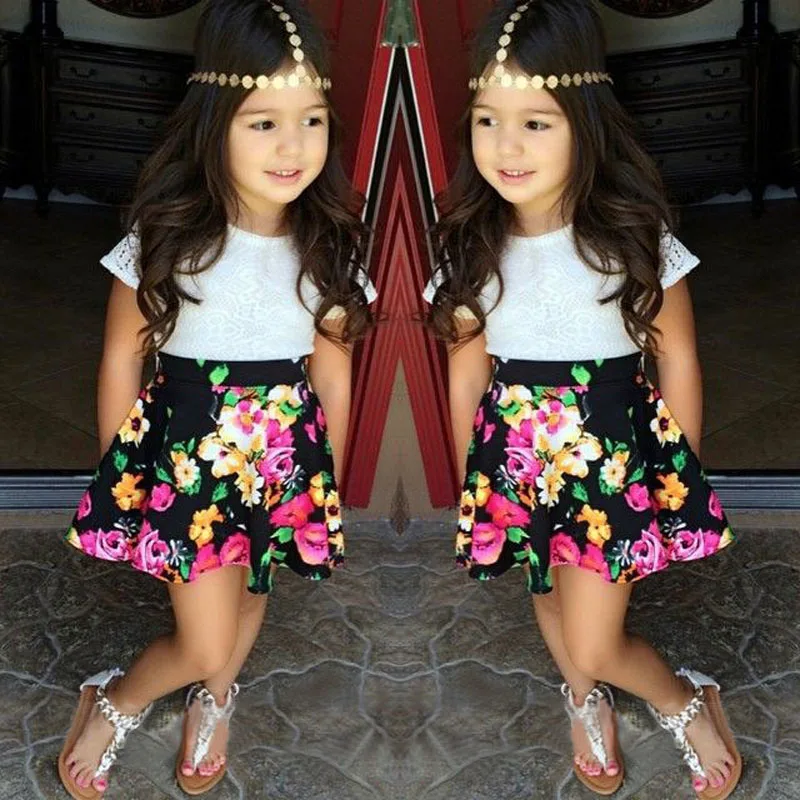 2017 Baby Girls Dress Cute Flowers Dresses Kids Toddler T-Shirt Suit BFOF | Детская одежда и обувь