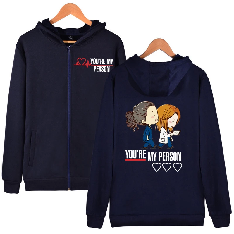 Вы мой человек молния толстовка GREYS Anatomy на молнии худи Толстовка с капюшоном
