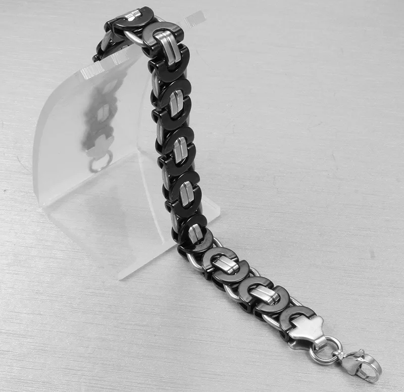 Модный Крупный браслет-цепочка из нержавеющей стали черный и серебристый цвет