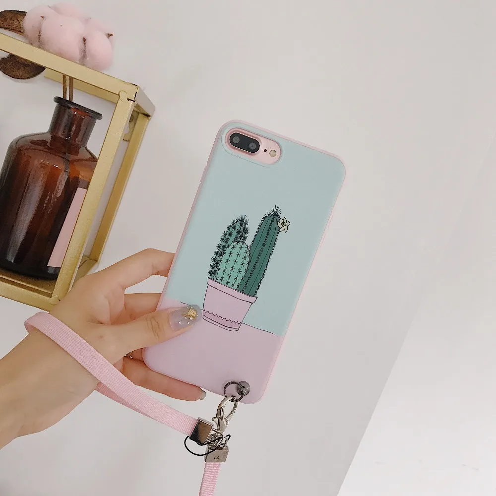 Hazy Beauty Для кейса iPhone X Роскошный кейс с крюком-петлей, украшенный силиконовыми мягкими чехлами с рисунком кактуса для iPhone 7 8 6s plus Обложка телефона оболочка на.
