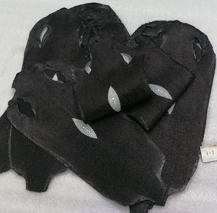Кожа ремесло Подлинная ската натуральная Manta Ray рыбья кожа DIY кожаные ремесленные часы пояс нож сумка ручка стандартный материал черный