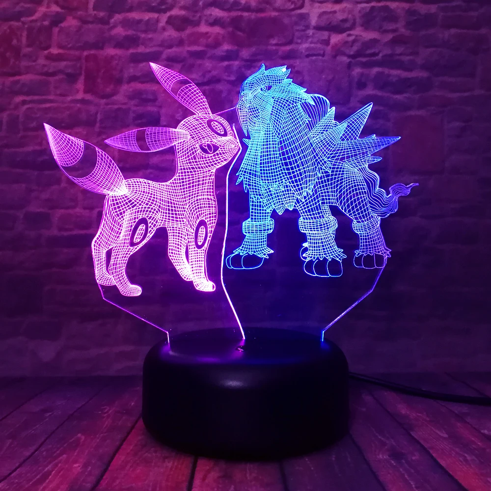 Покемон го 3D фигурка Umbreon Pokeball Bulbasaur Fire Dragon Valor Mystic 7 цветов Изменение ночник детские подарки