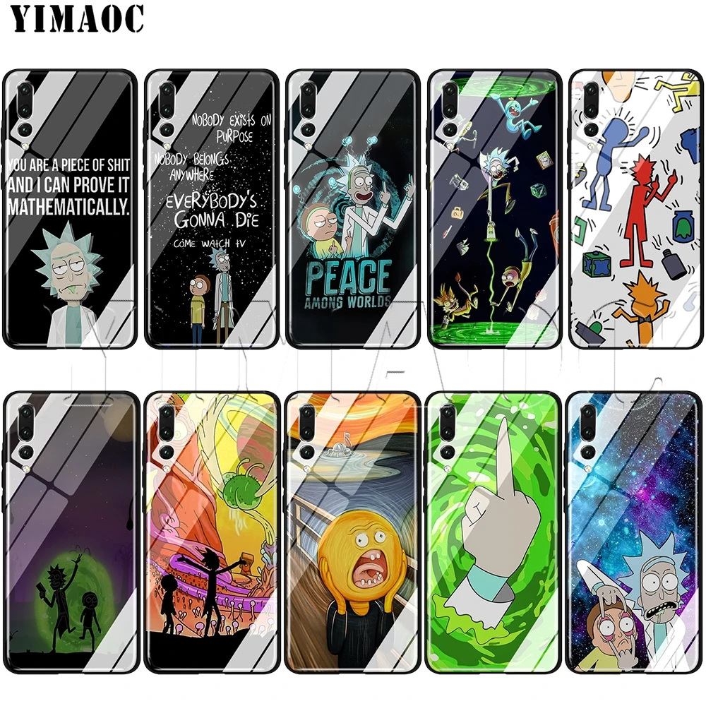 Стеклянный чехол YIMAOC Рик и Морти для huawei Honor mate 7A 8X9 P10 P20 P30 Y6 Y9 P smart lite Pro