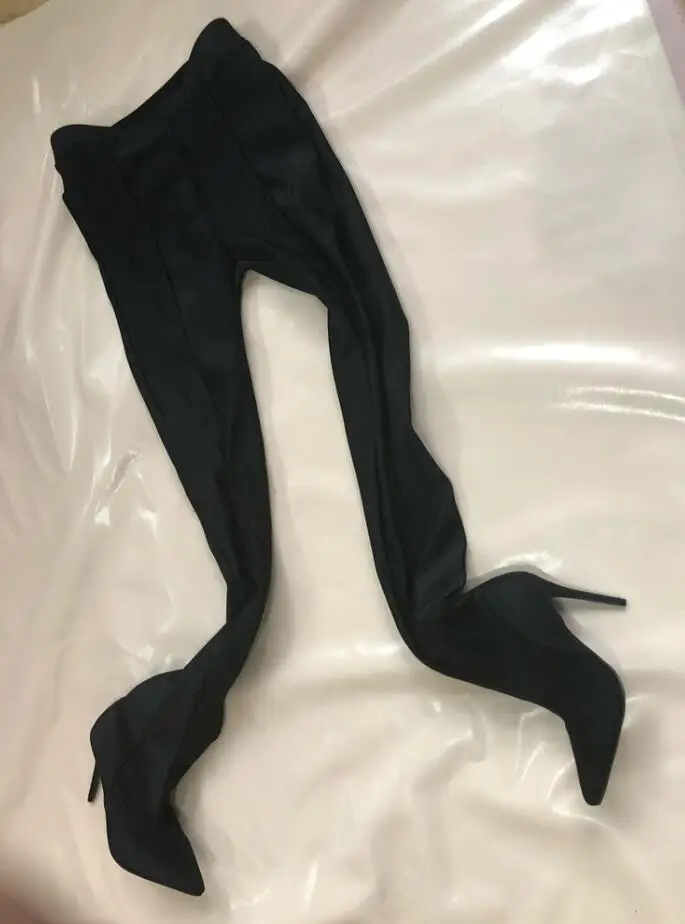 black as show BuonoScarpe/красные штаны; высокие сапоги до бедра; женские пикантные сапоги на шпильке с острым носком; эластичные сапоги-ботфорты на талии; обувь на высоком каблуке; Новинка; шикарная женская обувь - Цвет: black as show