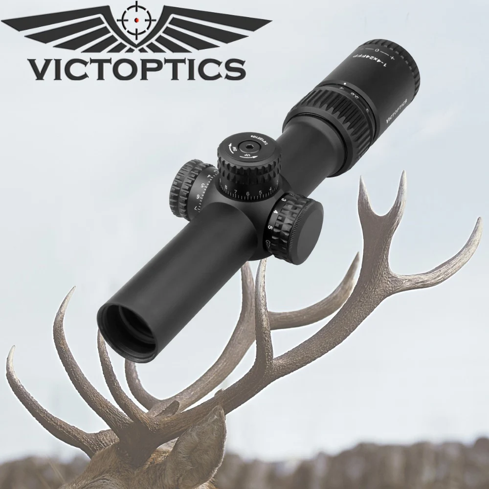 Victoptics 1 4x24 компактный Экстра легкий FFP 1/2 MOA прицел охотничьи прицелы с красной зеленой подсветкой сетка 30 мм