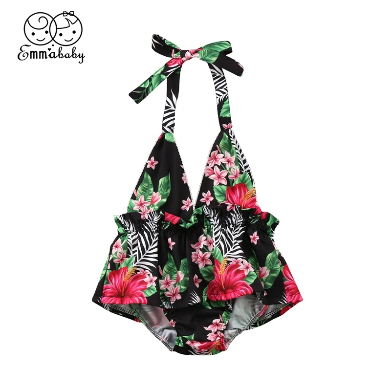 2018 красивая детская одежда для маленьких девочек с цветочным принтом и открытой