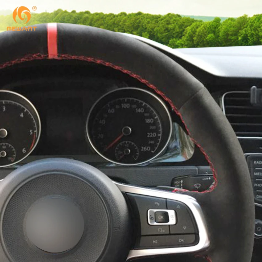 MEWANT черный замшевый чехол рулевого колеса автомобиля для Volkswagen Golf 7 GTI R MK7 VW Polo