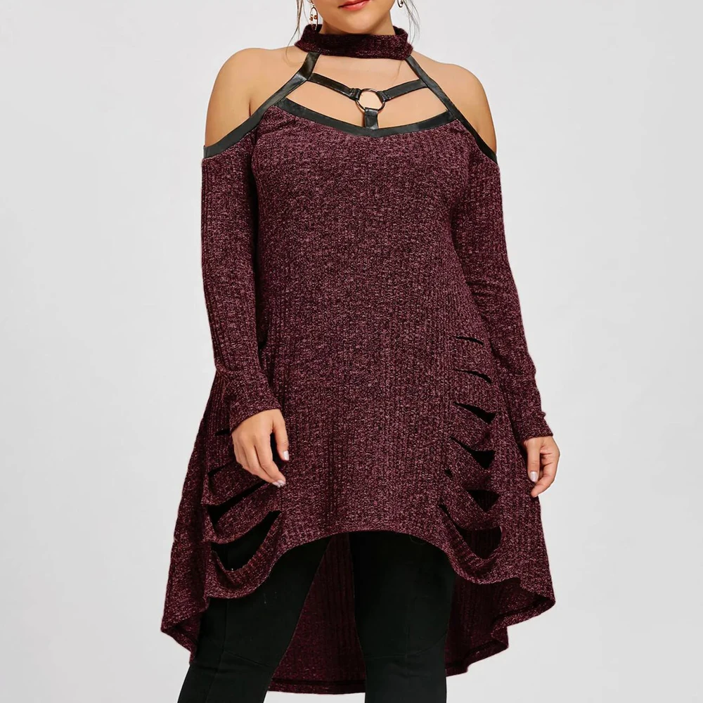 Женское трикотажное платье свитер с открытыми плечами и лямкой на шее|dress tunic|tunic