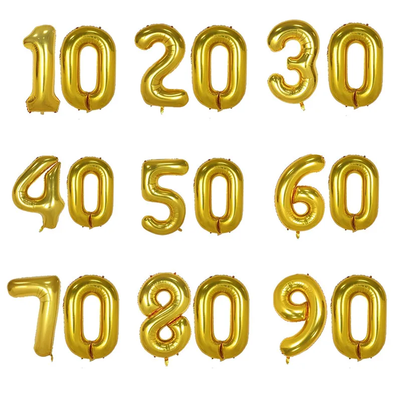 2 шт./компл. 32 дюймов Крупногабаритные Фольга Золото Количество воздушных шаров, многоярусная юбка 10/18/20/23/30/40/50/60 Юбилей декор для вечеринки в честь Дня Рождения