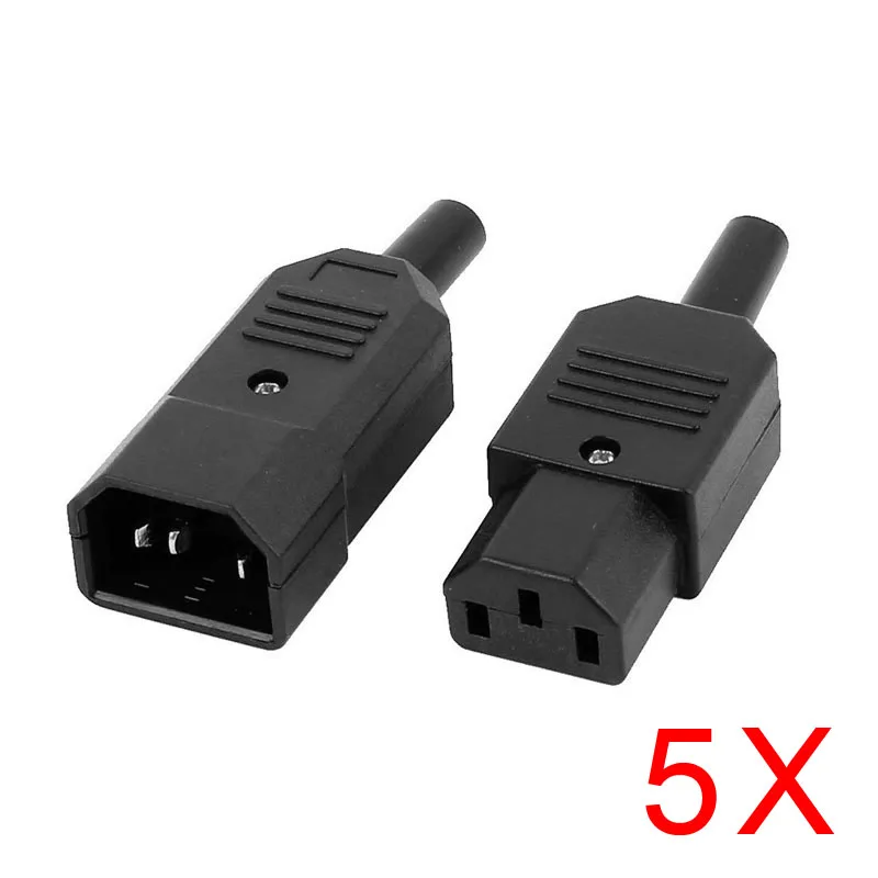 5 пар IEC C14 Папа + C13 гнездовой встроенный Rewirable разъем питания AC 250 В 10A M25|connector ac|male