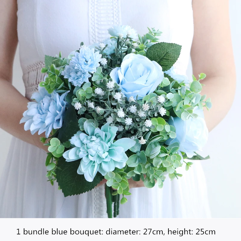 F 1pc bouquet Искусственный букет из роз(цветок+ ваза), романтический Звездный стол для гостиной, украшение дома, набор пластиковых цветов - Цвет: F 1pc bouquet