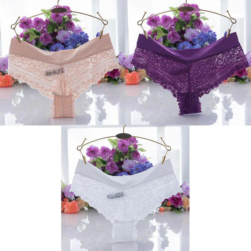 nude purple white 3 шт. кружевное нижнее белье ультра мягкие женские сексуальные кружевные трусики стринги нижнее белье женское нижнее белье трусы хлопок промежность - Цвет: nude purple white