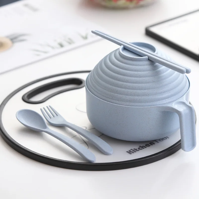 Экологичная миска для лапши из пшеничной соломы мгновенная с крышкой набор