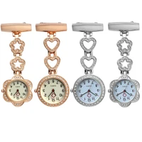 gold silver nurse pocket watch clip on heartfive pointed star pendant hang quartz clock for medical doctor nurse watches fs
