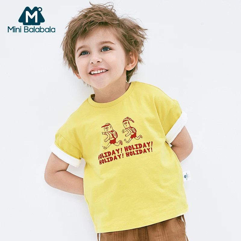 Футболка с коротким рукавом Mini balabala летняя детская одежда из дышащего хлопка 2019 |