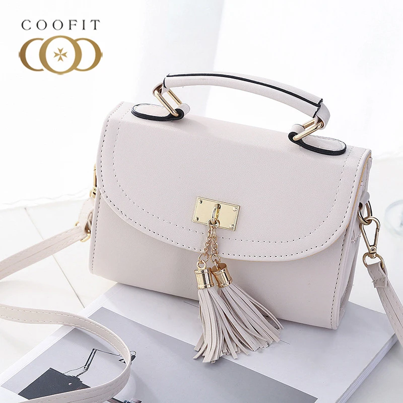 Coofit Sweetly Женская сумка через плечо простой клапан PU кожаная с кисточкой для