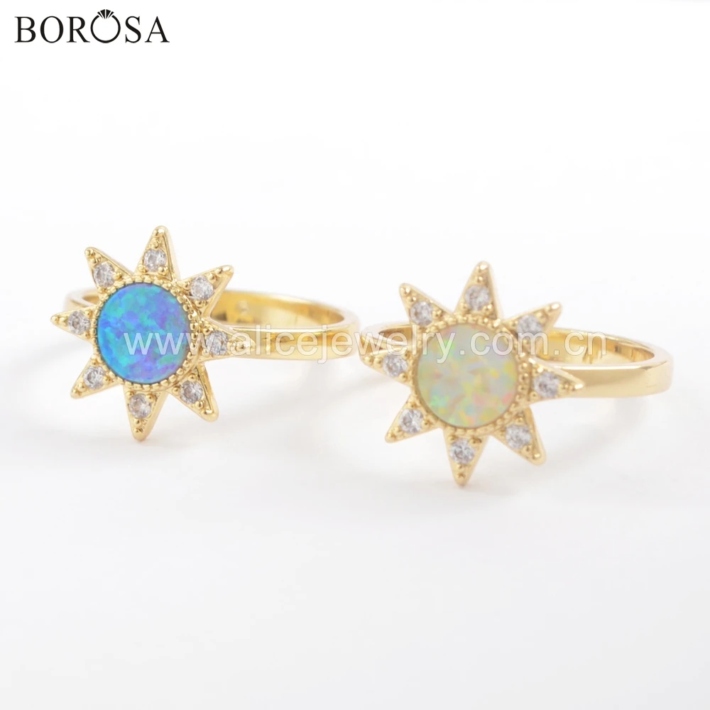 BOROSA 5 шт. новый золотой Безель кристалл CZ микро паве Круглый Синий Белый ручной