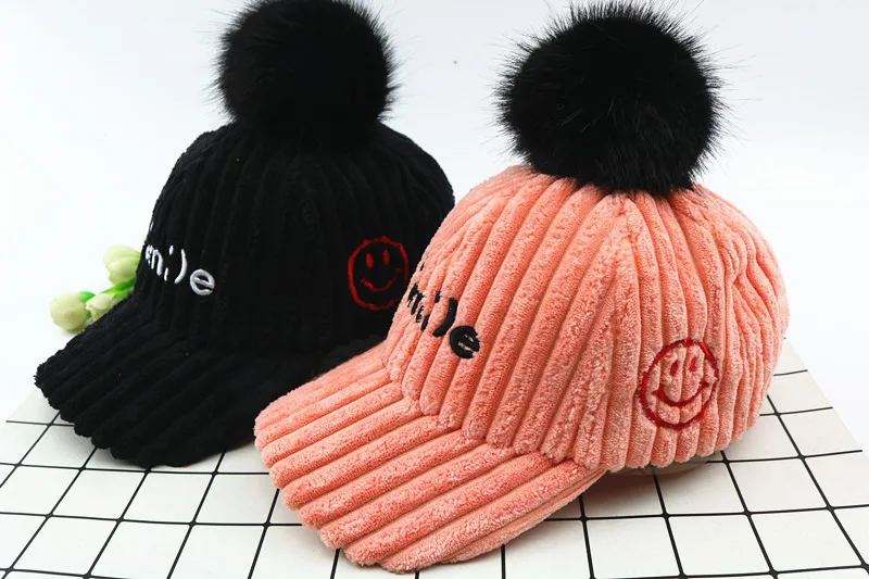 Новинка 2018 толстая Вельветовая детская шапка зимняя теплая Симпатичная