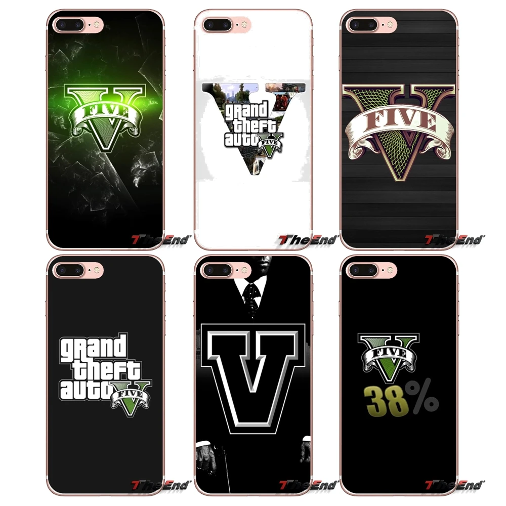 Для Samsung Galaxy J1 J2 J3 J5 J7 A3 A5 A7 2015 2016 2017 J330 J530 J730 Grand Theft Auto GTA Логотип Прозрачный мягкий