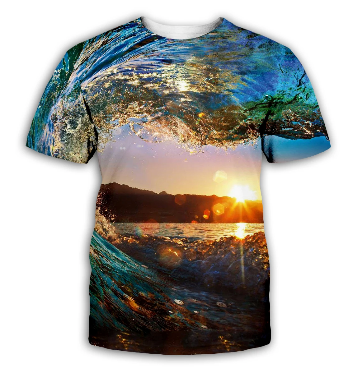 

PLstar Cosmos New Fashion 3D T shirt Men Women Print Sunrise sea spindrift 3D tee Sweatshirt Couples short t shirt tops