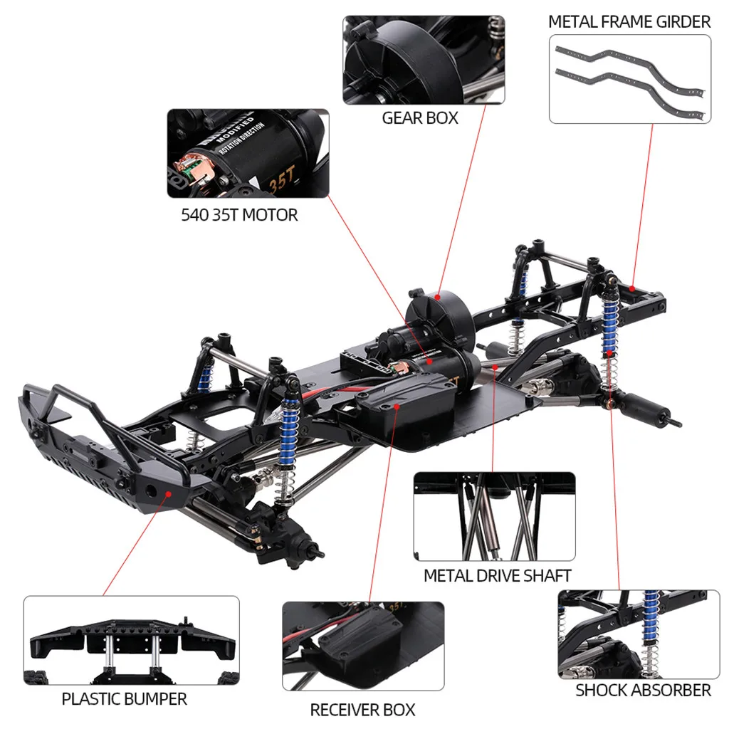Детали модели 1/10 CNC RC Rock Crawler truck carbon fiber frame 313 мм для AXIAL SCX10 4WD full metal L0625 | Игрушки и