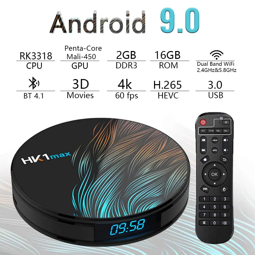 Приставка Смарт ТВ HK1 MAX Android 9 0 4 + 64 ГБ Wi Fi 2 4/5 8 ГГц 4K H.265|ТВ-приставки и медиаплееры| |