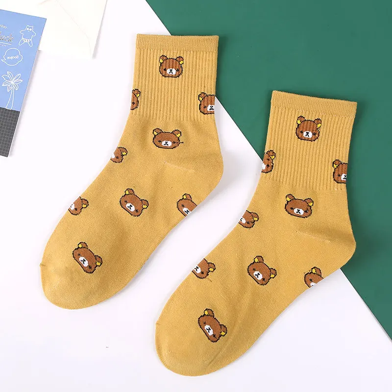 Продукт осень/зима Harajuku прекрасный мультфильм колледж Стиль носки женщины счастье кавай медведь личности Tide Calcetines