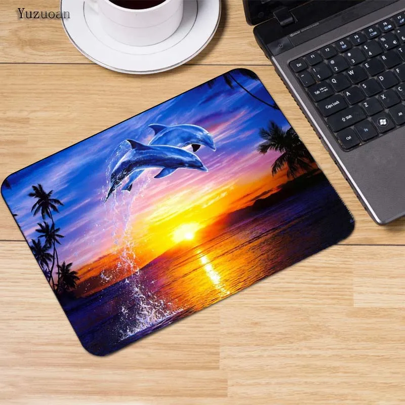 Коврик для мыши Yuzuoan Dolphins Jump out the Sea компьютерный игровой коврик 18*22 см 20*25 25*29