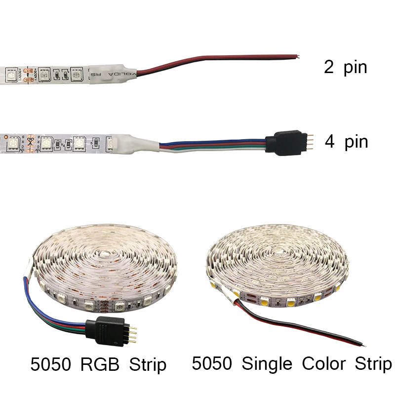 12 В Светодиодная лента для ПК 5050 RGB 5 м не Водонепроницаемая 60 светодиодов/м DC с