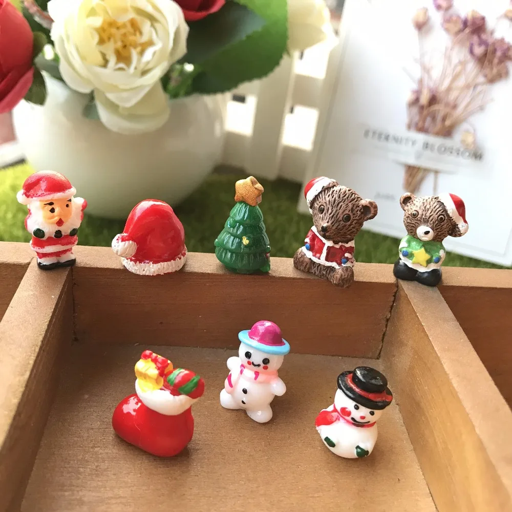 Mix10pcs полимерные рождественские медведи/Снежные елки/Санта Клаус Аниме фигурки