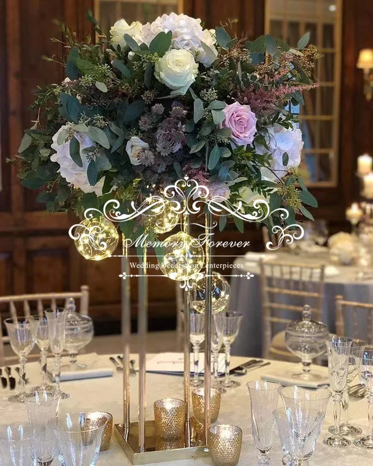 2 шт. декоративные свадебные колонны столбы металлические золотые цветочные