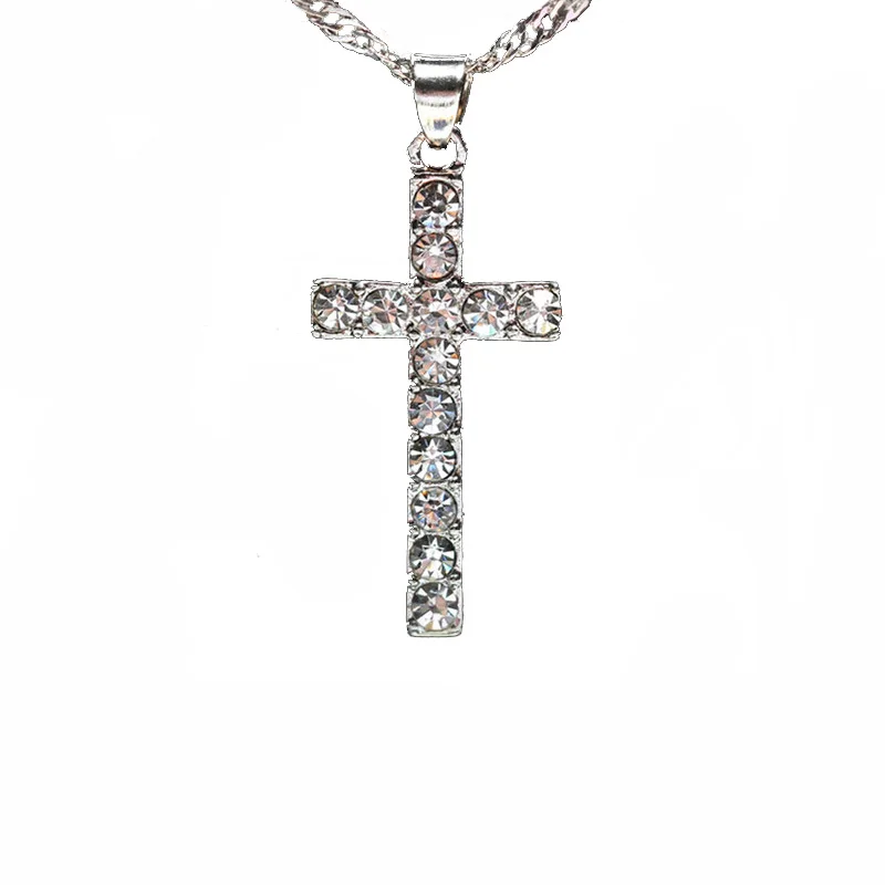 Подвеска крестик со стразами в европейском и американском стиле ожерелье