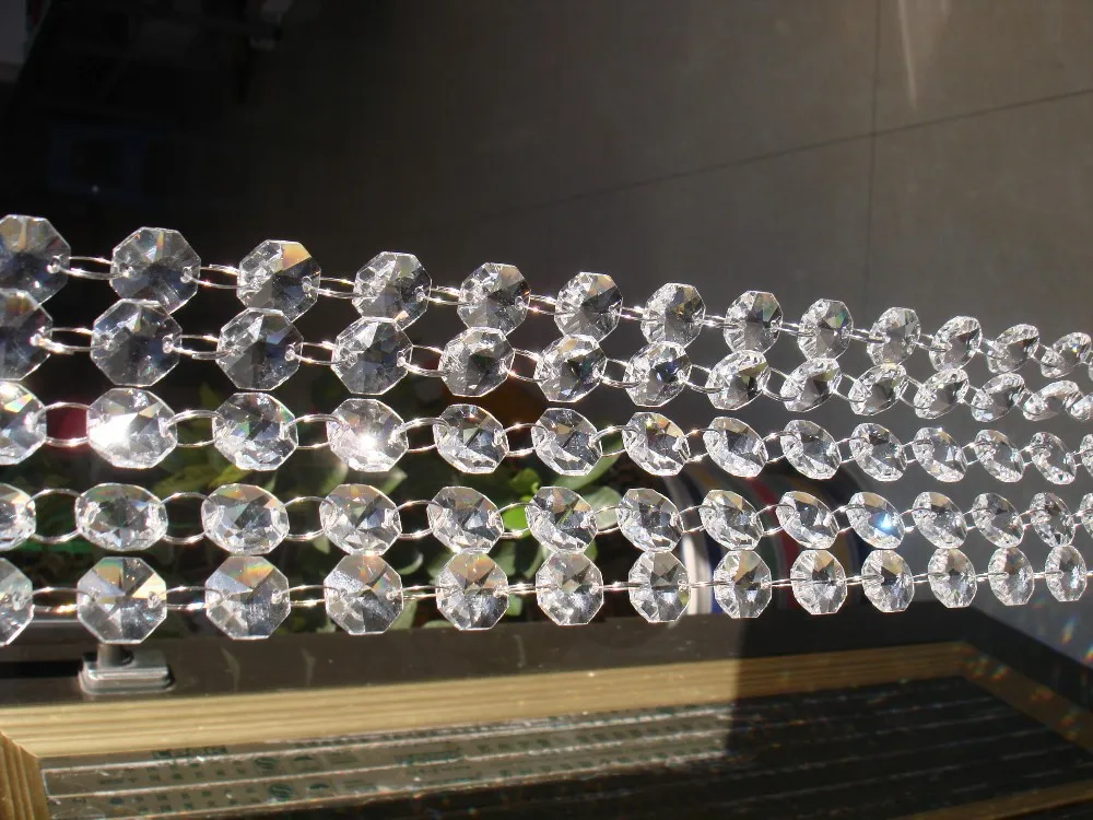 Прозрачные 10 футов 14 мм Восьмиугольные бусины цепочка из стекла Хрустальная