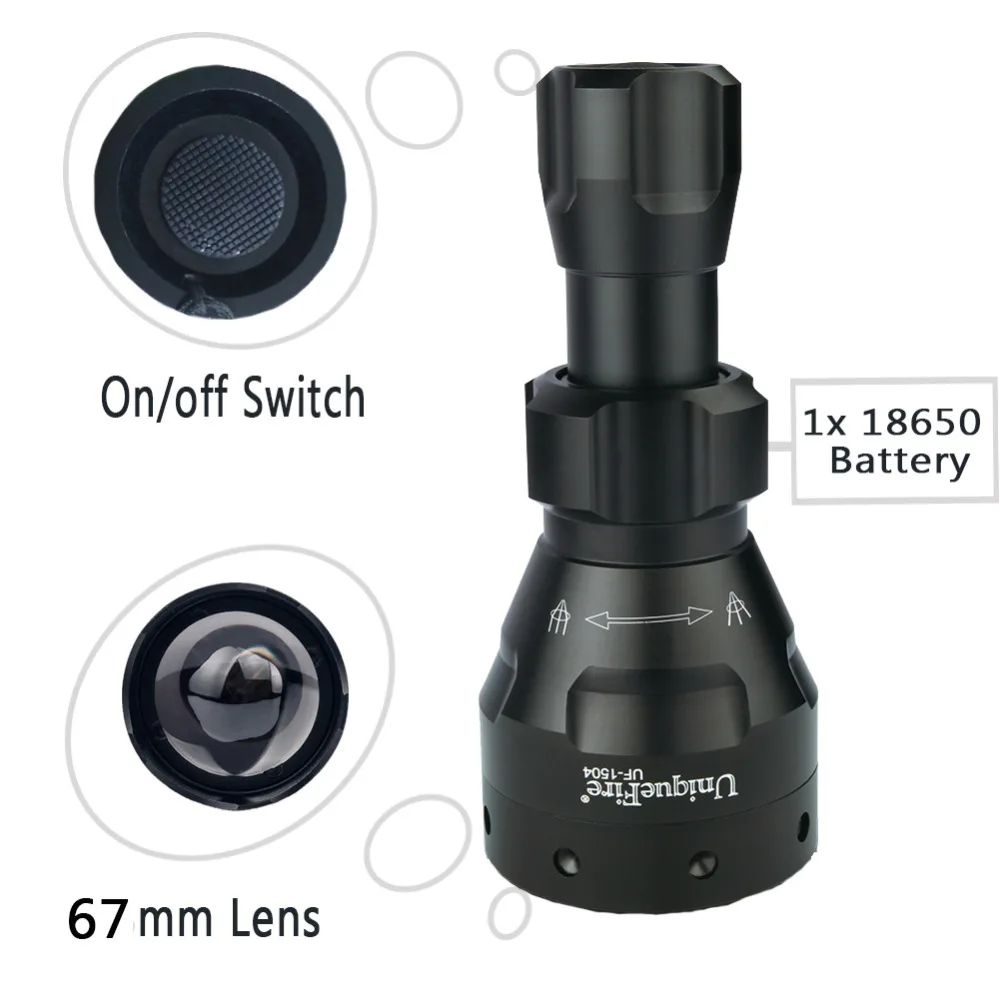 UniqueFire UF 1504 IR940nm фонарик для аккумулятора 18650 перезаряжаемый инфракрасный +
